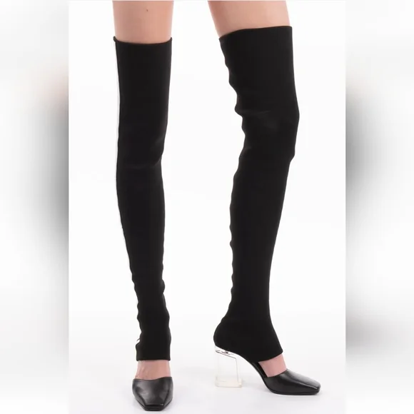 PALM ANGELS Over The Knee OTK Sock Boots Bootie Heels - Picture 3 of 8